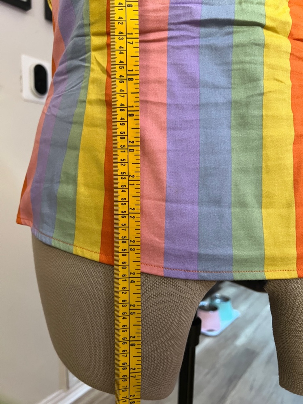 Collectif Rainbow Stripe Sweetheart Blouse in Yellow, Orange, Pink, Purple, Blue - Picture 7 of 7